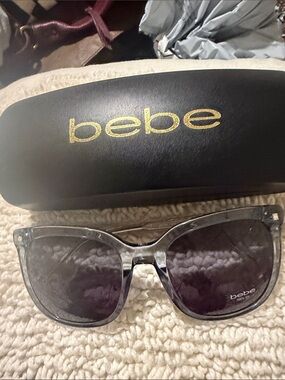 bebe Clear Frame Sunglasses with Gray Lenses